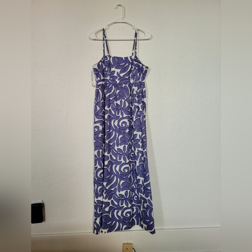 Cotton Periwinkle Floral Maxi Dress